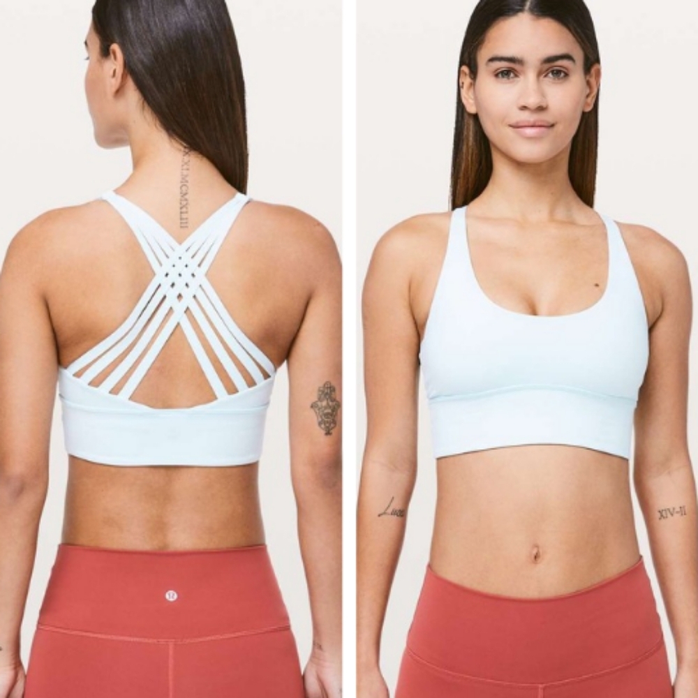 EUC Lululemon Free To Be Moved Medium Support Sports Bra Size 8 (Sheer Blue)